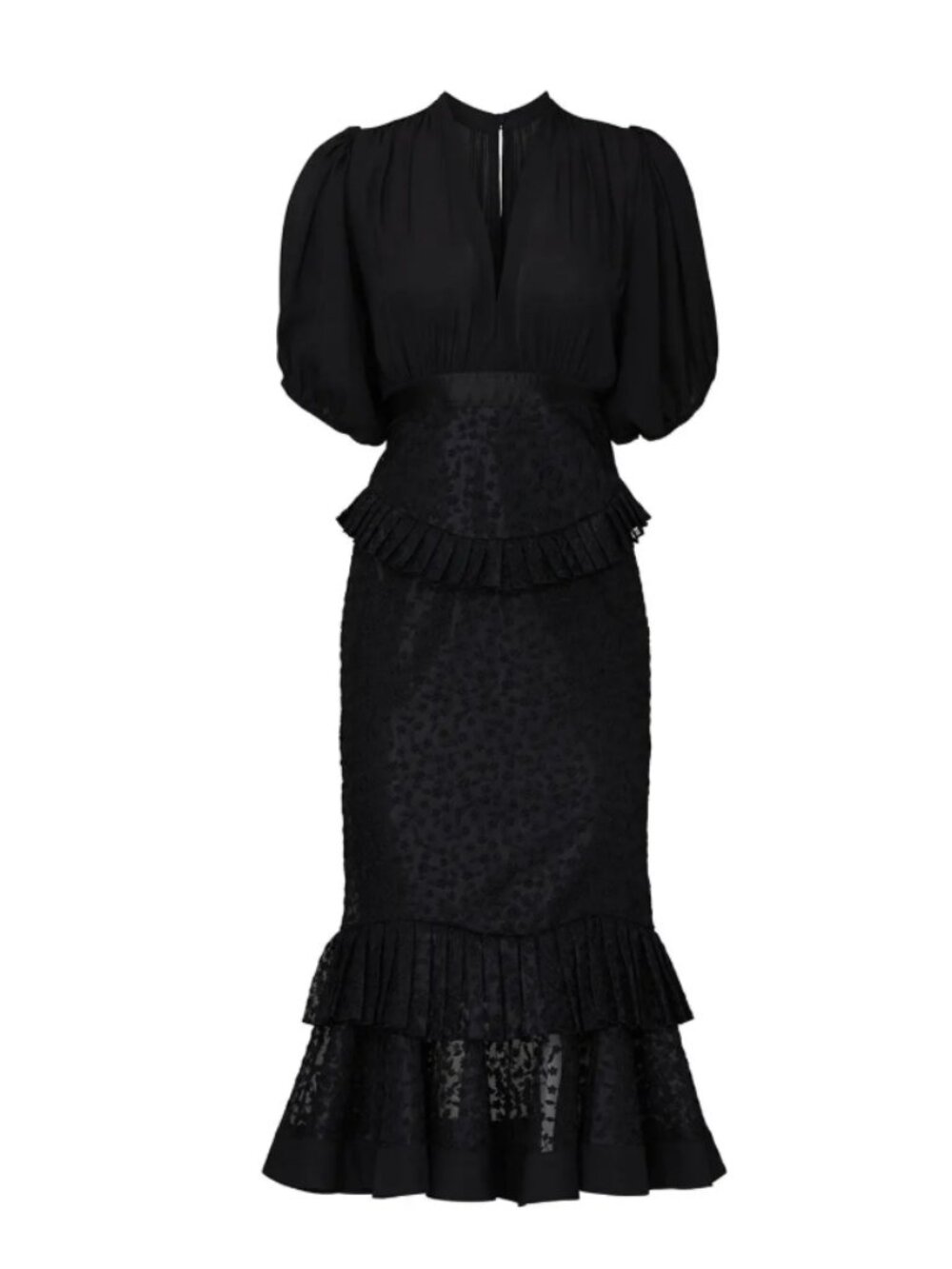 Alexis Dilarra Dress Womens Small Black Tiered Lace Midi